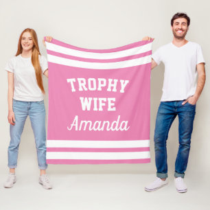 TROPHY WIFE funny fleece blanket for married women