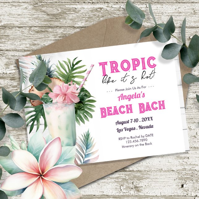 Tropic Beach Bachelorette Party and Itinerary Invitation (Creator Uploaded)