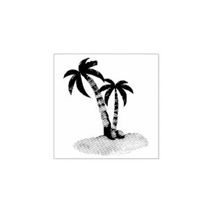 Tropic Botanical Palm Tree Rubber Stamp