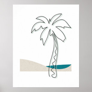 Tropic Breeze Abstract Palm Tree Line Art Print