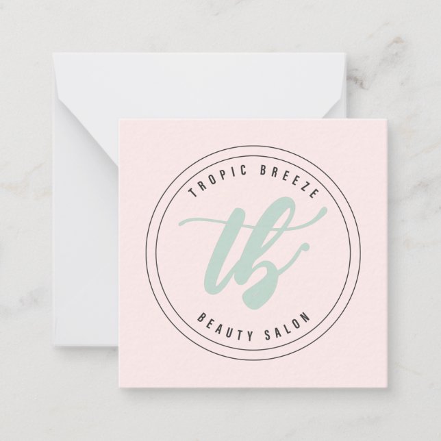 Tropic Breeze Teal Mint & Pink Company Logo Card (Front)