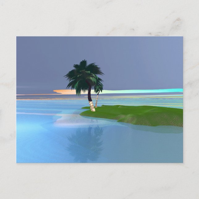 Tropic Call - Palm Tree on Island Postcard (Front)