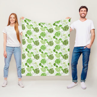Tropic floral green pattern fleece blanket