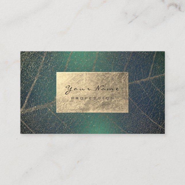 Tropic Gold Foil Herbs Nature Therapist Cali Green Business Card (Front)