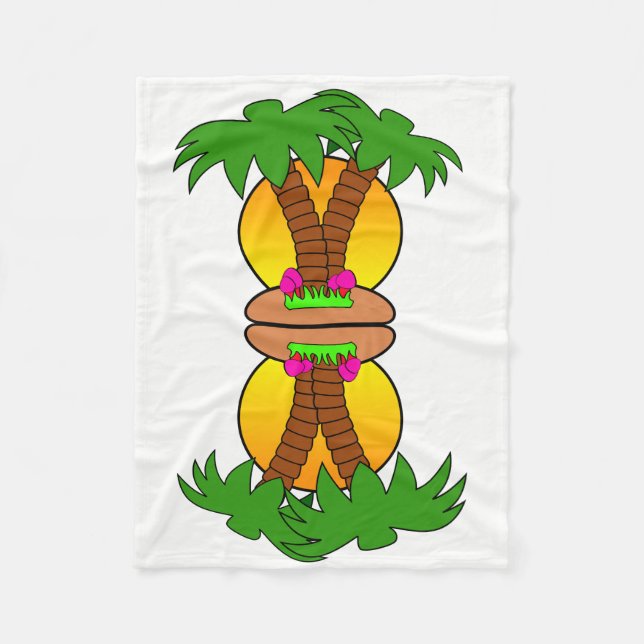 Tropic Island Palm Trees Fleece Blanket (Front)