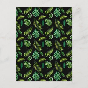 Tropic Leaves Pattern Handmade Floral Tiki Postcard