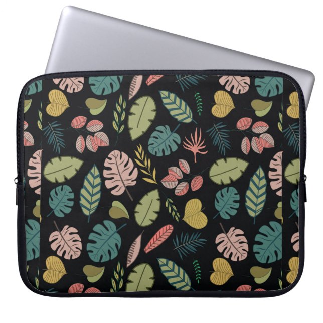 Tropic leaves seamless pattern laptop sleeve (Front)