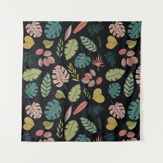 Tropic leaves seamless pattern tapestry (Front)