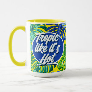 Tropic Like It's Hot Green Modern Jungle Leaves Mug
