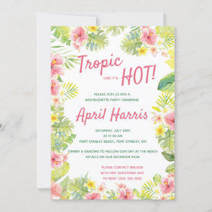 Tropic like it's Hot, tropical bachelorette party Invitation