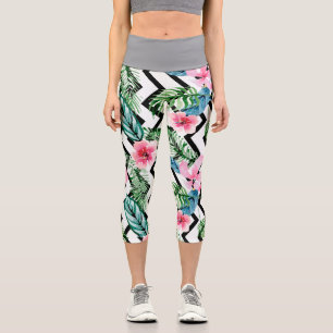Tropic Motion – Palm & Hibiscus Capri Leggings