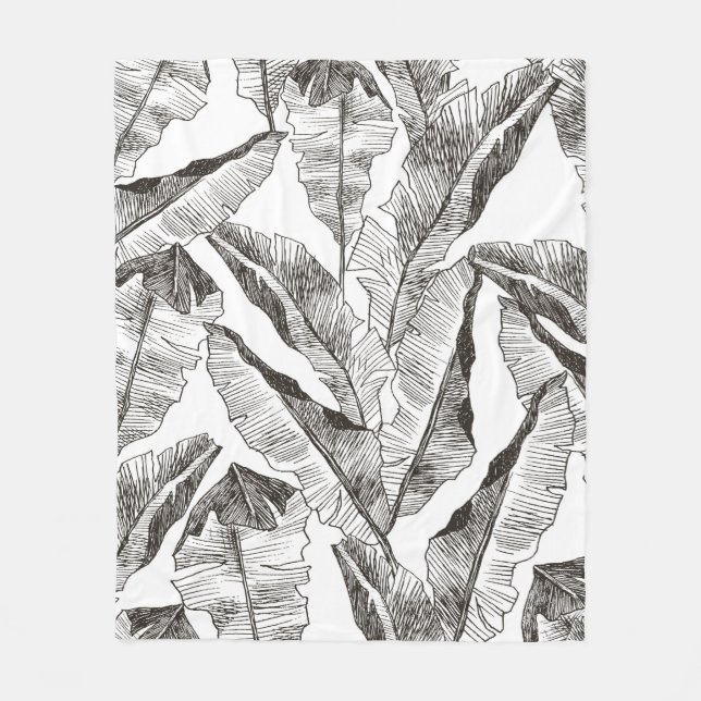 Tropic plants floral seamless jungle pattern. Prin Fleece Blanket (Front)