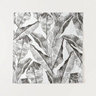 Tropic plants floral seamless jungle pattern. Prin Tapestry