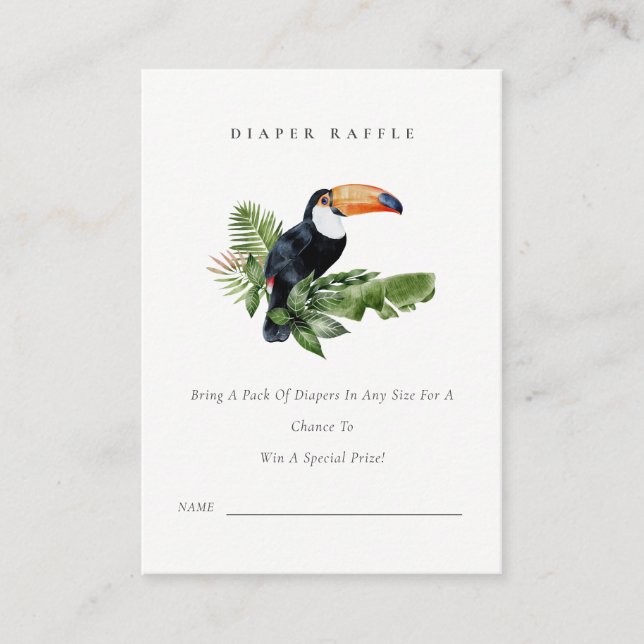 Tropic Rainforest Toucan Diaper Raffle Baby Shower Enclosure Card (Front)