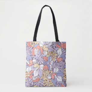 Tropic seamless pattern with orchid and monstera l tote bag
