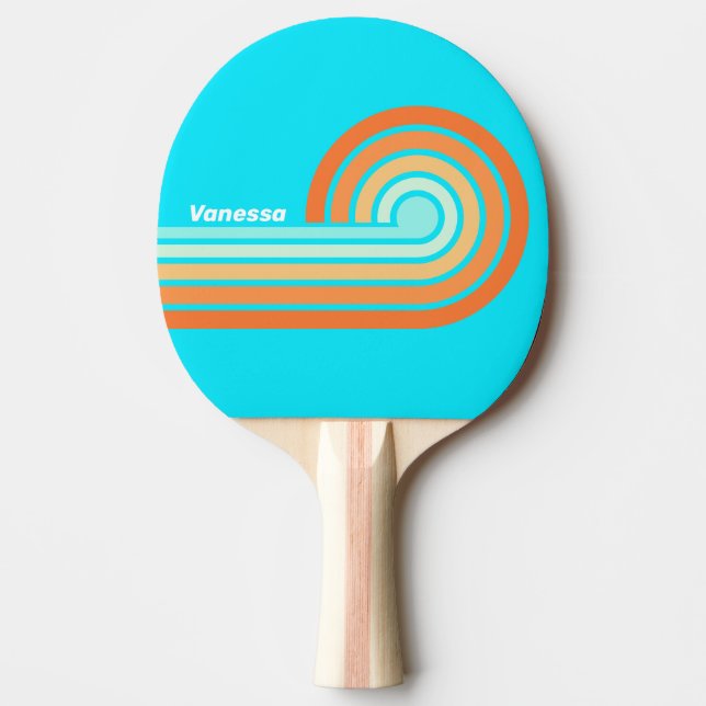 Tropic Splash Curl Stripes with Name Ping Pong Paddle (Front)
