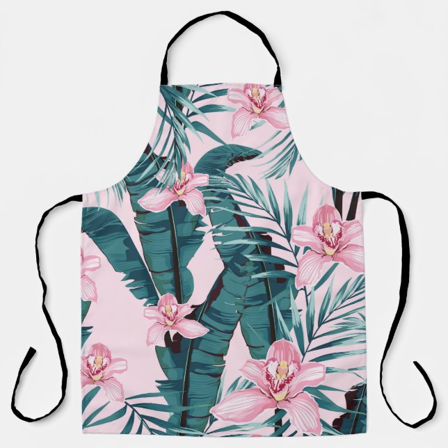 Tropic summer painting seamless pattern with palm  apron (Front)