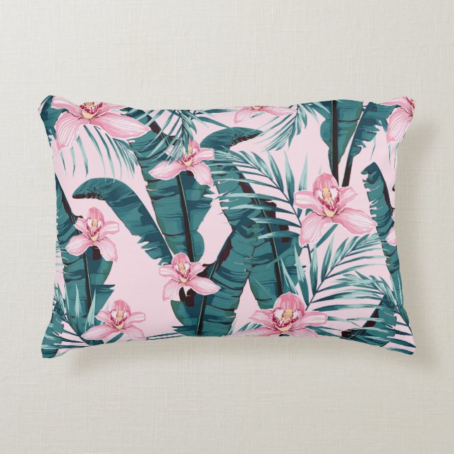 Tropic summer painting seamless pattern with palm  decorative cushion (Front)