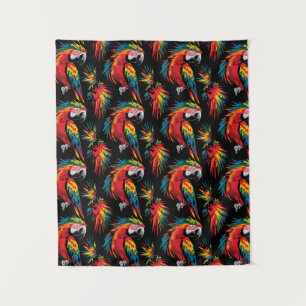 "Tropic Tangle: Parrot Parade" Tapestry