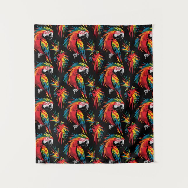 "Tropic Tangle: Parrot Parade" Tapestry (Front)