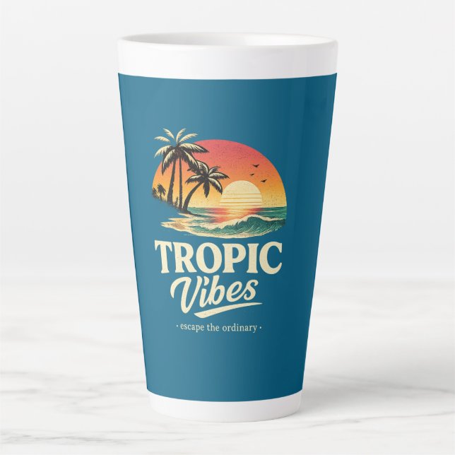 Tropic vibes,escape the ordinary latte mug (Front)