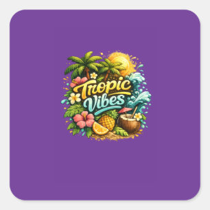 Tropic Vibes Tropical Paradise Design Square Sticker