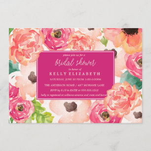 TROPIC WATERCOLOR FLORAL bridal shower invitation
