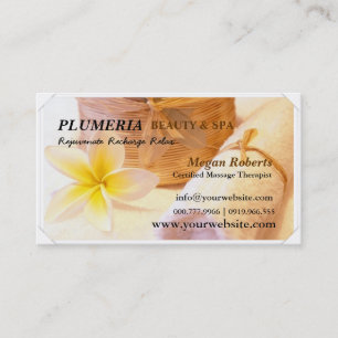 Tropic White Plumeria Spa Skin Care Massage Salon Appointment Card