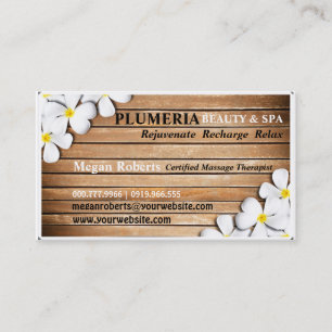 Tropic White Plumeria Spa Skin Care Massage Salon Appointment Card