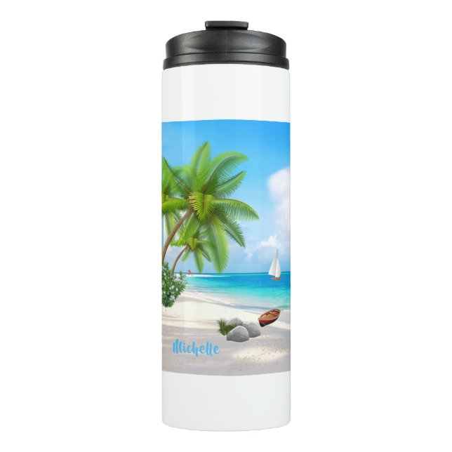 Tropica Beach Personalised Thermal Tumbler (Front)