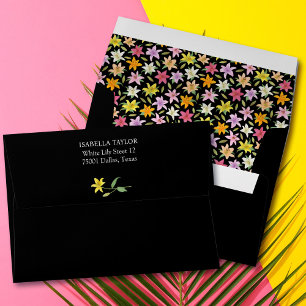 Tropica Floral Black Wedding Invitation Envelope