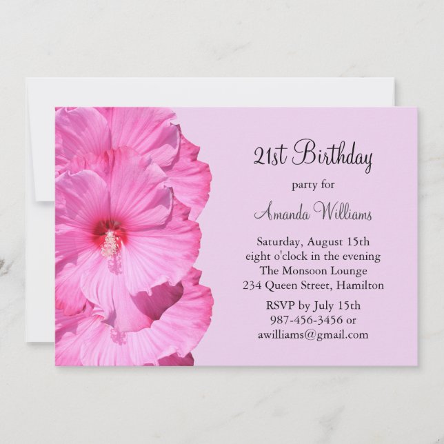 Tropical 21st Birthday Invitation (purple) (Front)