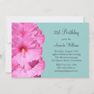 Tropical 21st Birthday Invitation (turquoise)