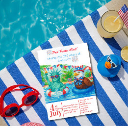 Tropical 250 years of Freedom Pool Party Invitation