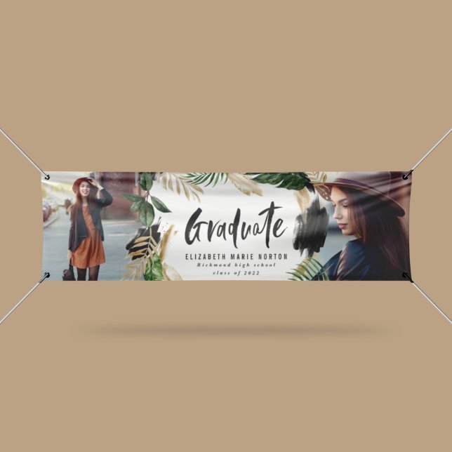 Tropical 2 photo graduation modern script banne banner (Creator Uploaded)