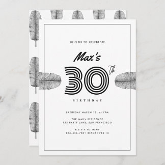 Tropical 30th Minimal Birthday Card