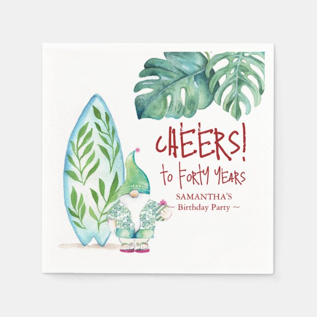 Tropical 40th Birthday Christmas in July Theme Napkin (Front)