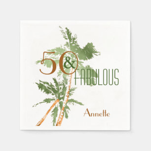 Tropical 50 & Fabulous Palm Trees 50th Birthday Napkin