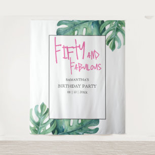 Tropical 50th Birthday Party Background Tapestry