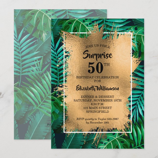 Tropical 50th Birthday Party Invitation (Front/Back)