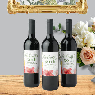 Tropical 50th Birthday Party Wine Label