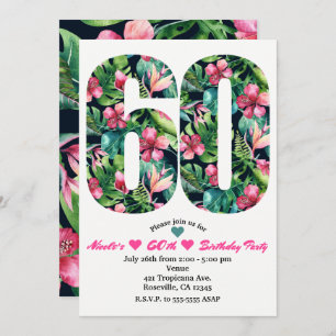 Tropical 60 60th Sixty Birthday Party Invitation