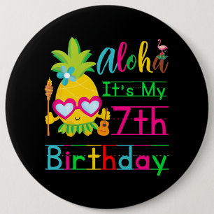 Tropical 7th Birthday Hawaii Seventh Years pineapp 6 Cm Round Badge