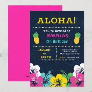 Tropical 7th Birthday Party Invitation