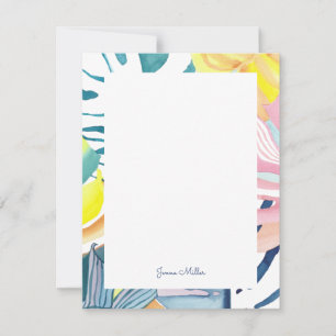 Tropical Abstract Art Personalised Flat Note Card