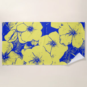 Tropical Abstract Flowers Beach Towel