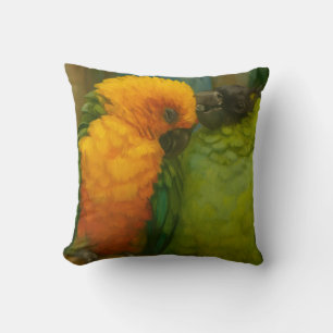 Tropical Affection – Parrots in Forest Light Cushion