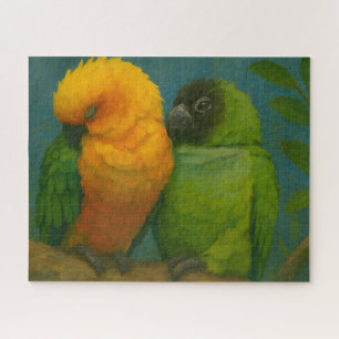 Tropical Affection – Parrots in Forest Light Jigsaw Puzzle