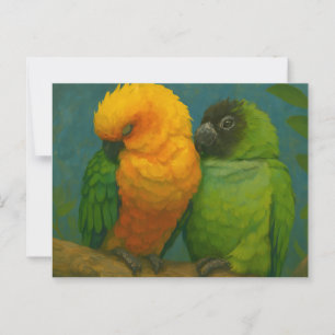 Tropical Affection – Parrots in Forest Light Postcard