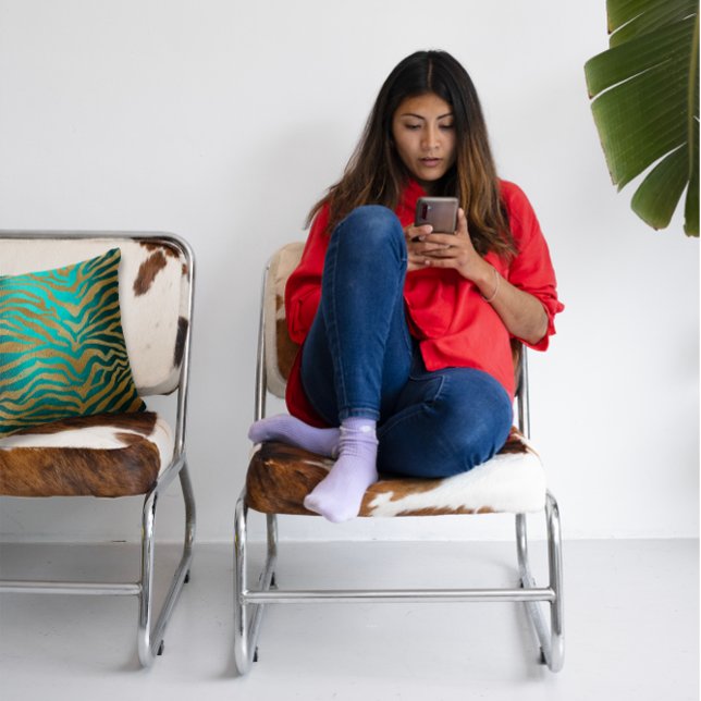 Tropical African Teal Gold Glam Zebra Animal Skin Cushion (Tropical African Teal Gold Glam Zebra Animal Skin Throw Pillow)